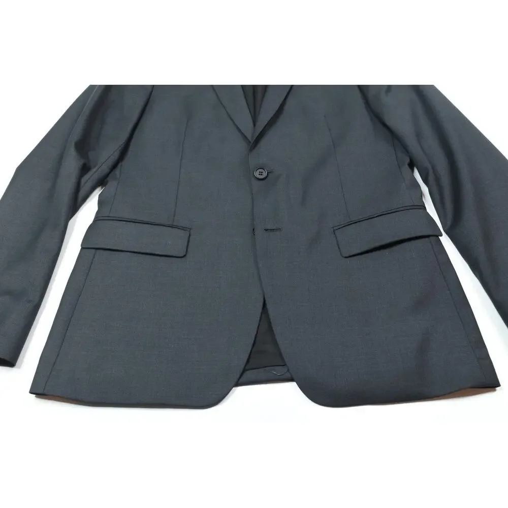 ALLSAINTS Karlsen Blazer Mens 36S Gray Two-Button 100% Wool Slim Fit